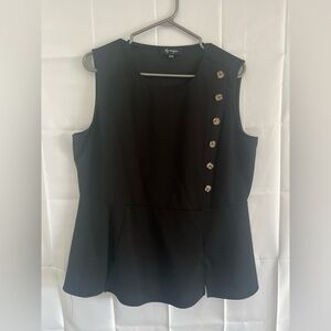 4/$25 Lily Morgan Black Sleeveless Button-Detail Top